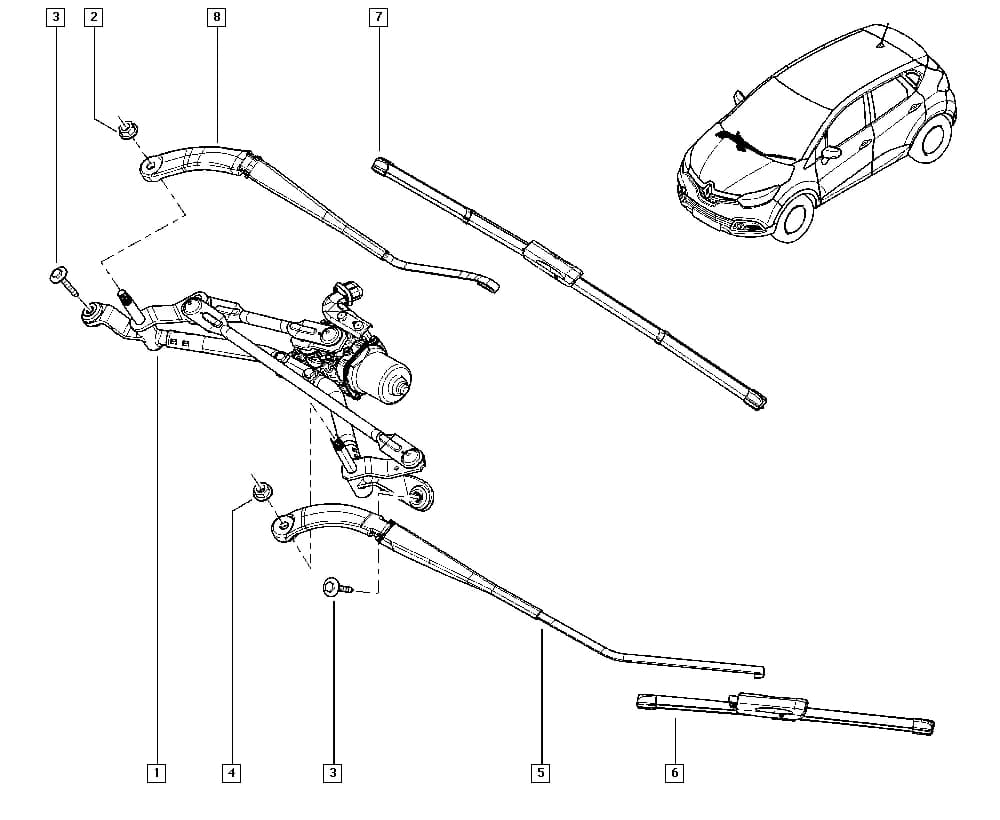 NFAB = W, Vehicle fabrication number < 150903 — J5A2 — Upholstery - Electricity › 85 Screen wipers / Wipers