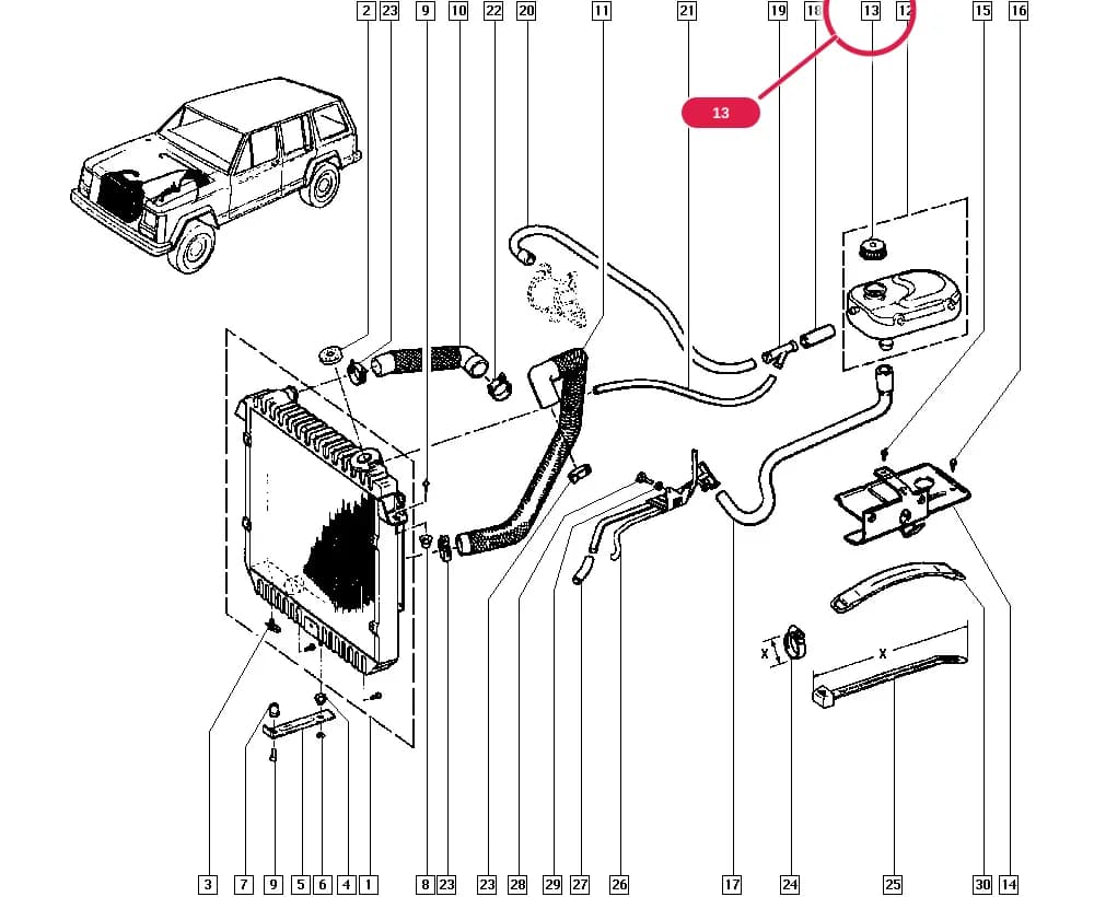 BL78 — Manual › 19 Cooling system - Reservoirs - Exhaust system - Engine mounting / Coolant radiator
