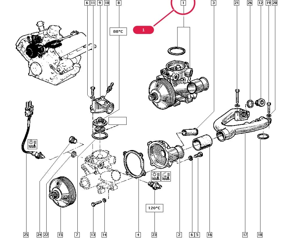 D500 — Manual › 11 Upper engine / Water pump