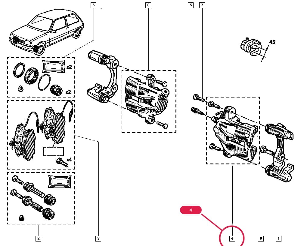 C400 — Manual › 32 Non bearing front elements / Brake calipers