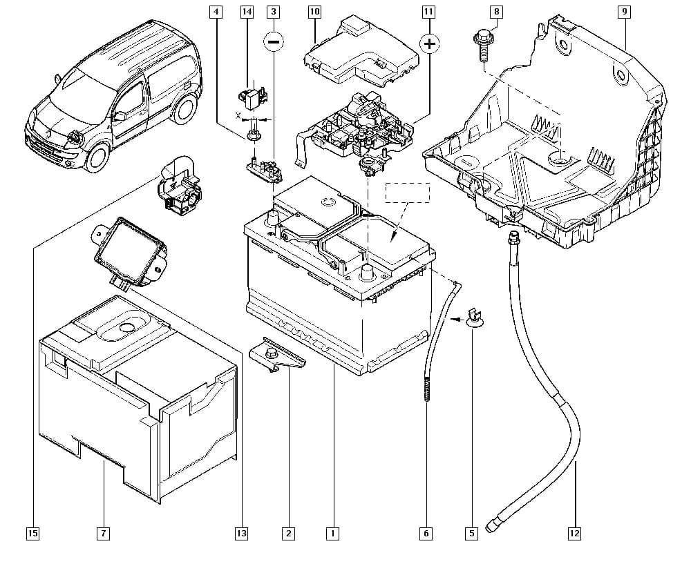 Type of climate = Temperate climate, Stop and start = STOSTA-Yes — FW00 — Upholstery - Electricity › 80 Battery - External lighting / Battery