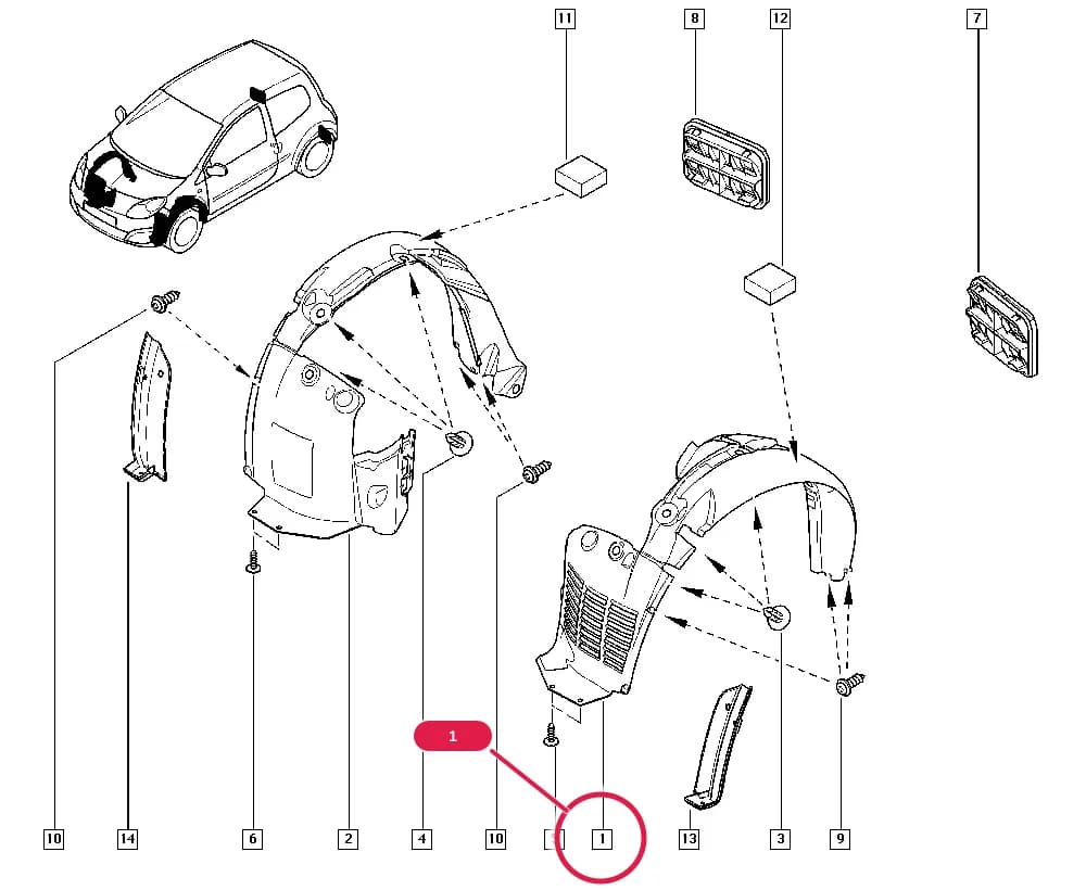 Equipment level = EAG or Equipment level = EA3 or Equipment level = EA5 or Equipment level = EZ3 — CN00 — Bodywork › 56 Various external accessories / Wheel arch protection