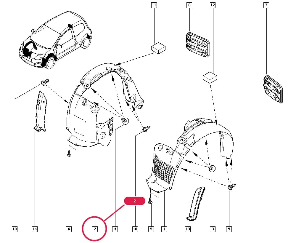 Equipment level = EAG or Equipment level = EA3 or Equipment level = EA5 or Equipment level = EZ3 — CN00 — Bodywork › 56 Various external accessories / Wheel arch protection