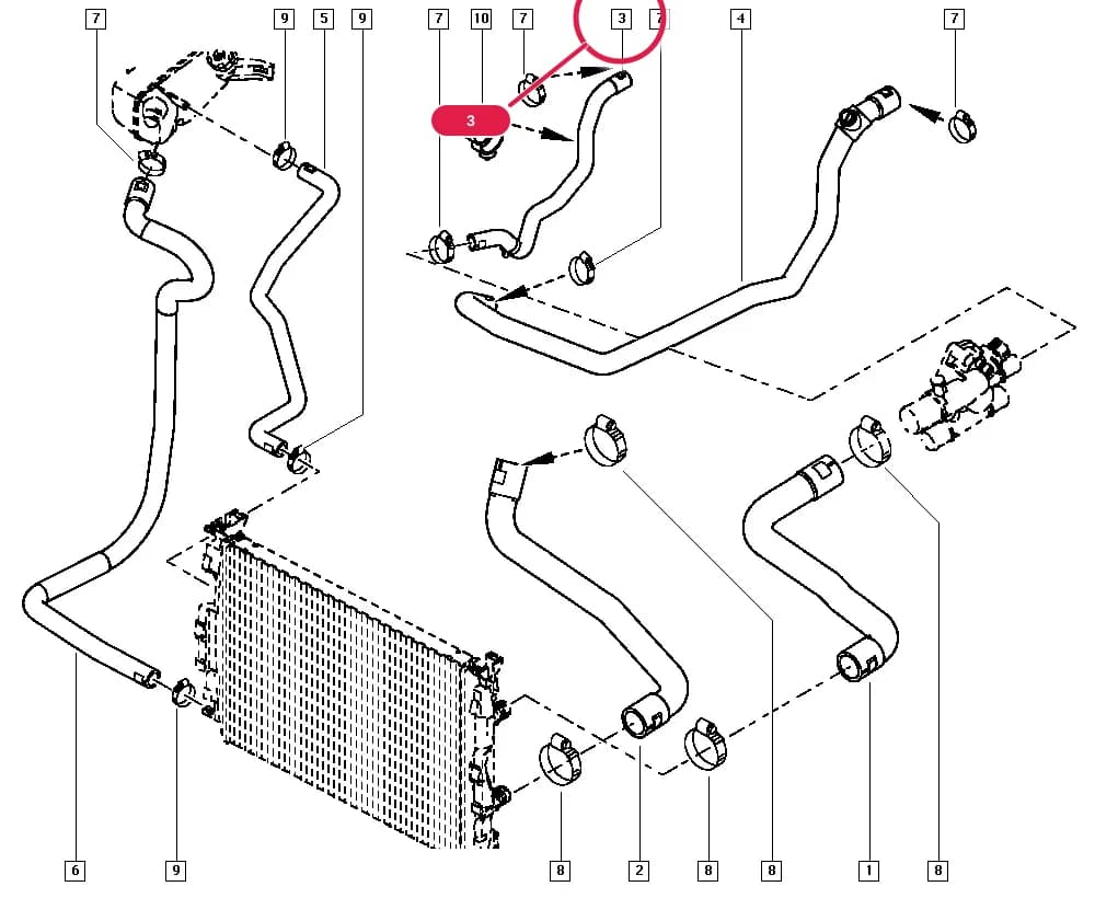 BM0F — Manual › 19 Cooling system - Reservoirs - Exhaust system - Engine mounting / Radiator hoses