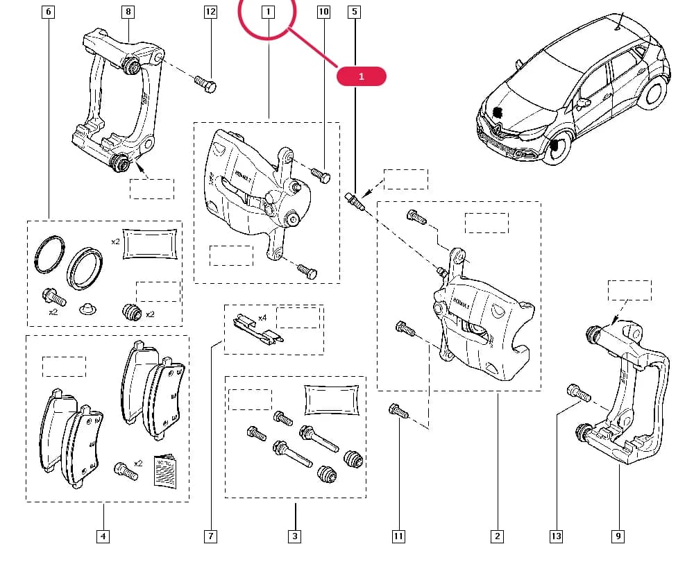 NFAB = W; Marking. = TRW — J5JK — Manual › 32 Non bearing front elements / Brake calipers