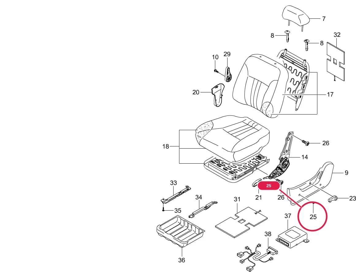 Musso — Interior & Exterior › 7420 FRONT SEAT PARTS