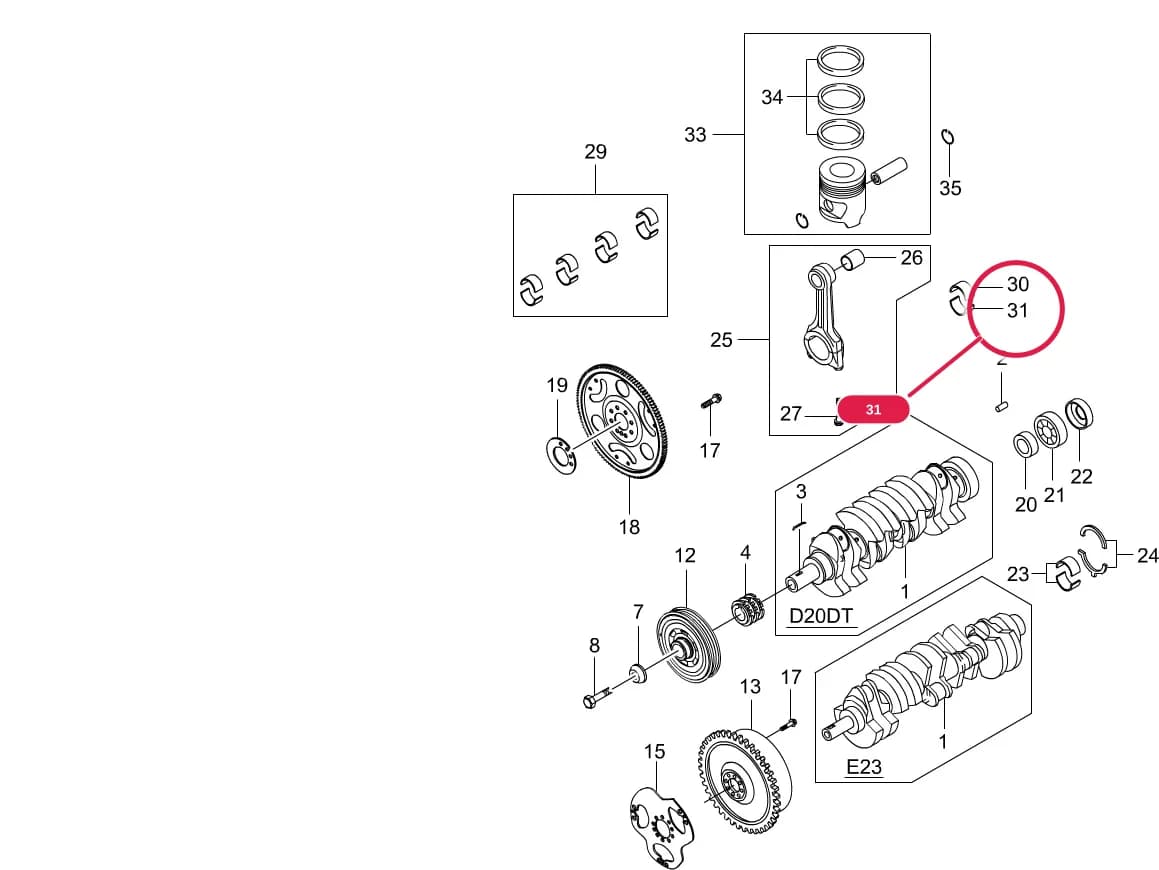 STD : 48.00MM — Actyon — Engine › 1130 CRANKSHAFT & FLYWHEEL