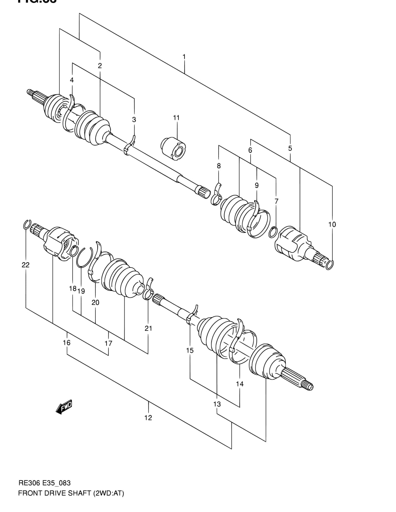 RE306 — Suspension › 83 - FRONT DRIVE SHAFT (2WD:AT)
