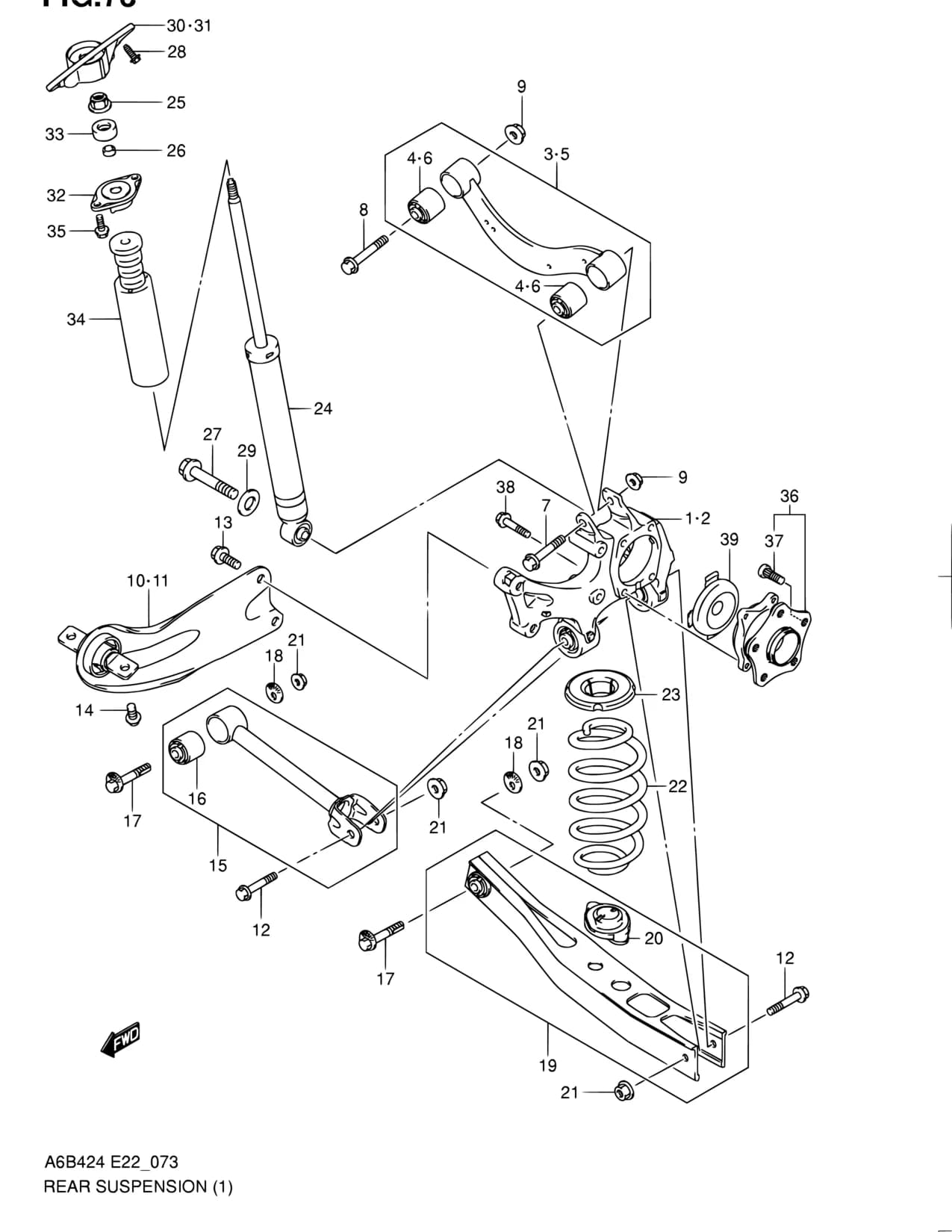 A6B424 (E02,E06,E10,E22,E24,E30,E43,E48,E54,E90,E96) — Suspension › 73 - REAR SUSPENSION (2WD)
