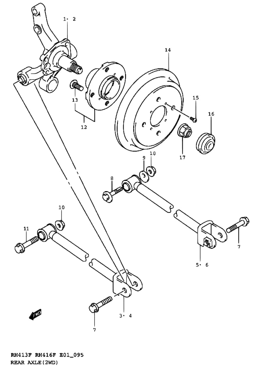RH413F — Suspension › 95 - REAR AXLE (2WD)