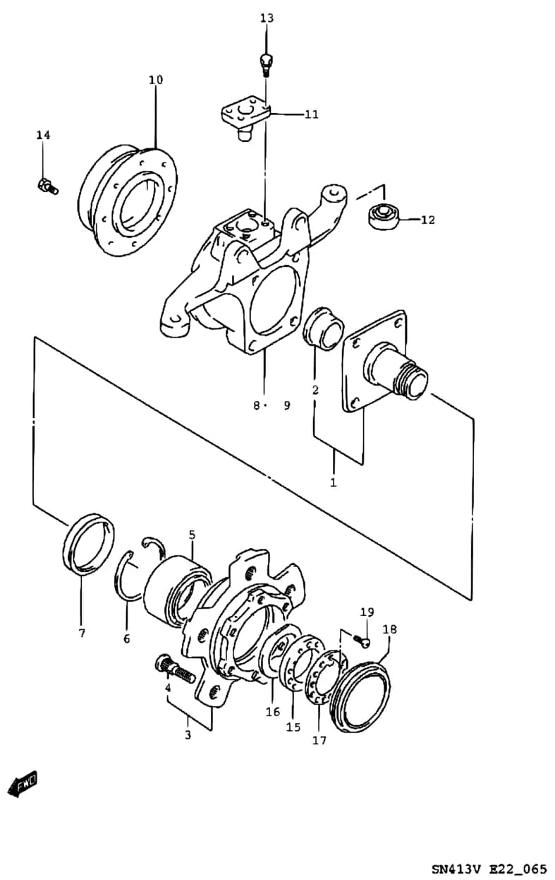 SN413V — Suspension › 65 - FRONT AXLE (2WD)
