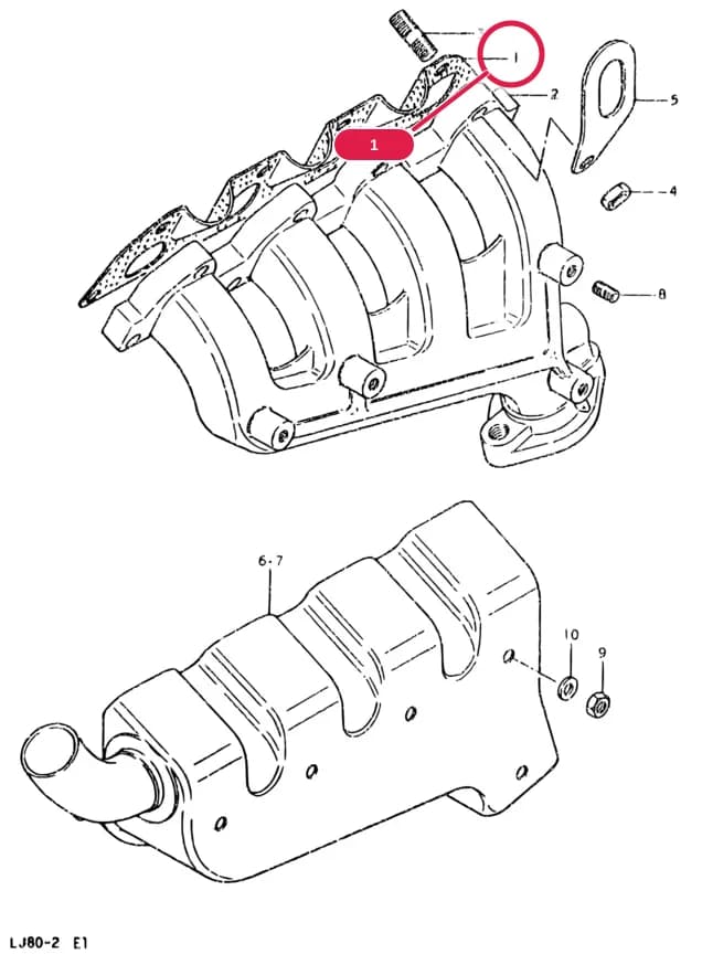 LJ80-2/LJ80Q-2/LJ80V-2 — Exhaust › 12 - EXHAUST MANIFOLD