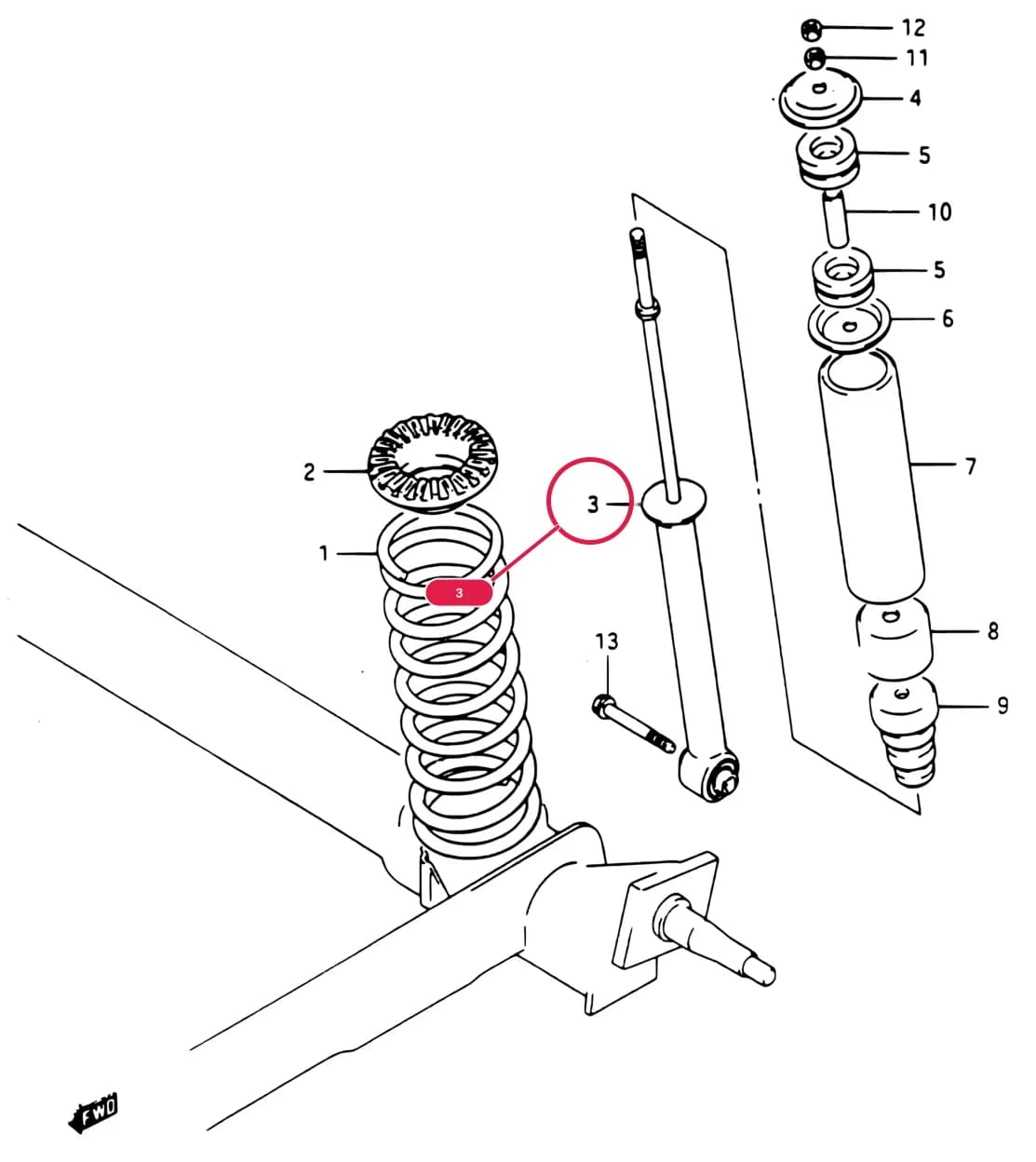 3DR,5DR:GL, GLS, GLX — SA413-3 — Suspension › 124 - REAR SUSPENSION