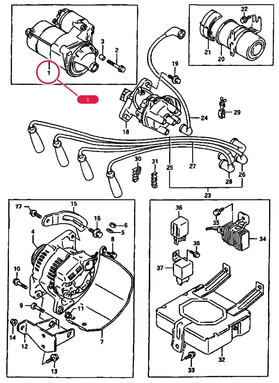 MT:PRODUCT OF JAPAN ->31100-60B51 — SF413 (E33:MY 1991) — Engine Electrical › 78 - ENGINE ELECTRICAL (SOHC:89, 90, 91 MODEL)