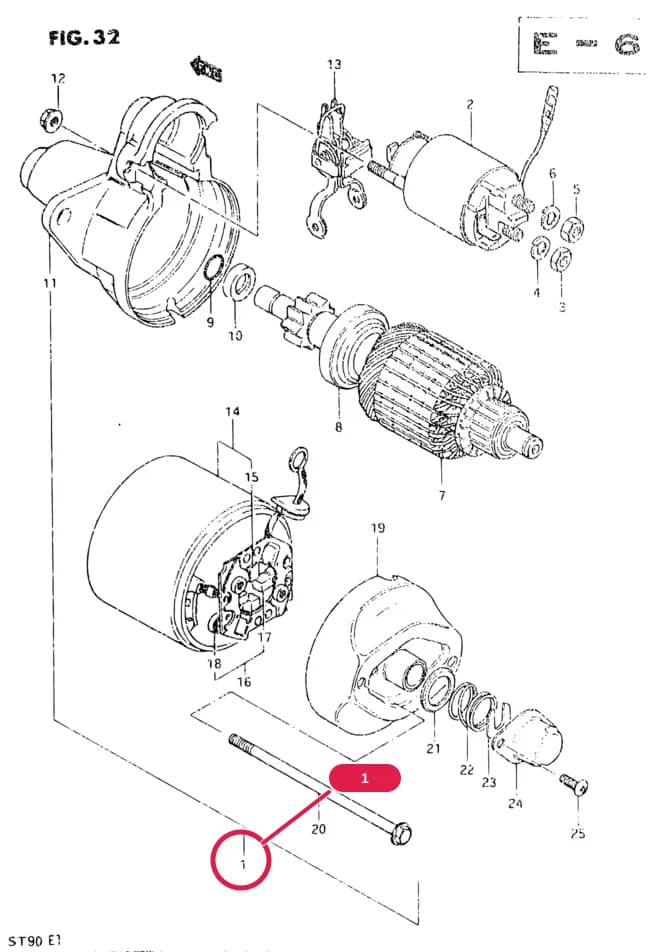 ST90 — Engine Electrical › 32 - STARTING MOTER (E15)