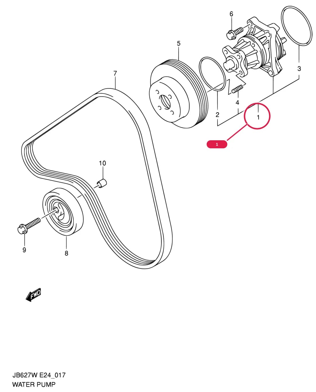 JB627W (E24,E38) — Cooling › 17 - WATER PUMP