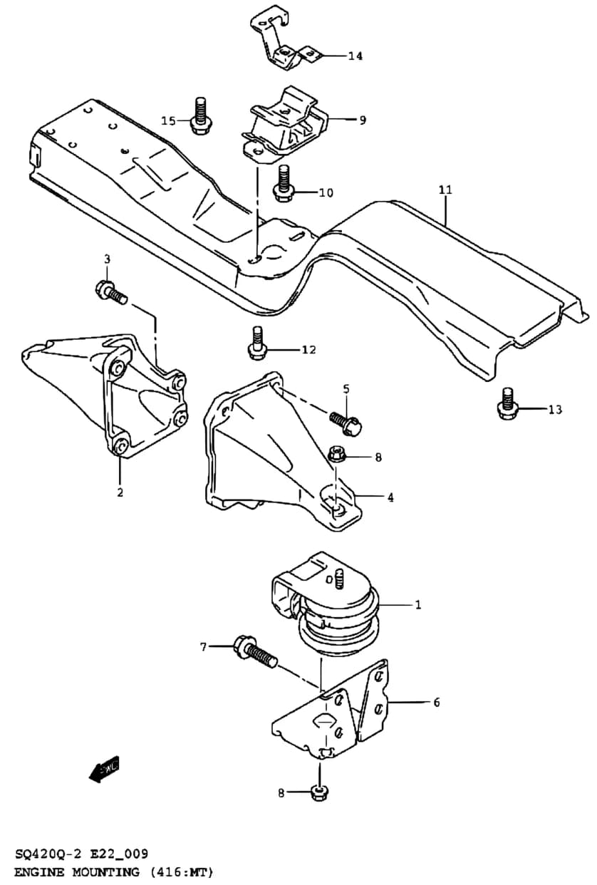SQ416Q (MY:01-04,CAMI) — Engine › 9 - ENGINE MOUNTING (SQ416Q:MT)