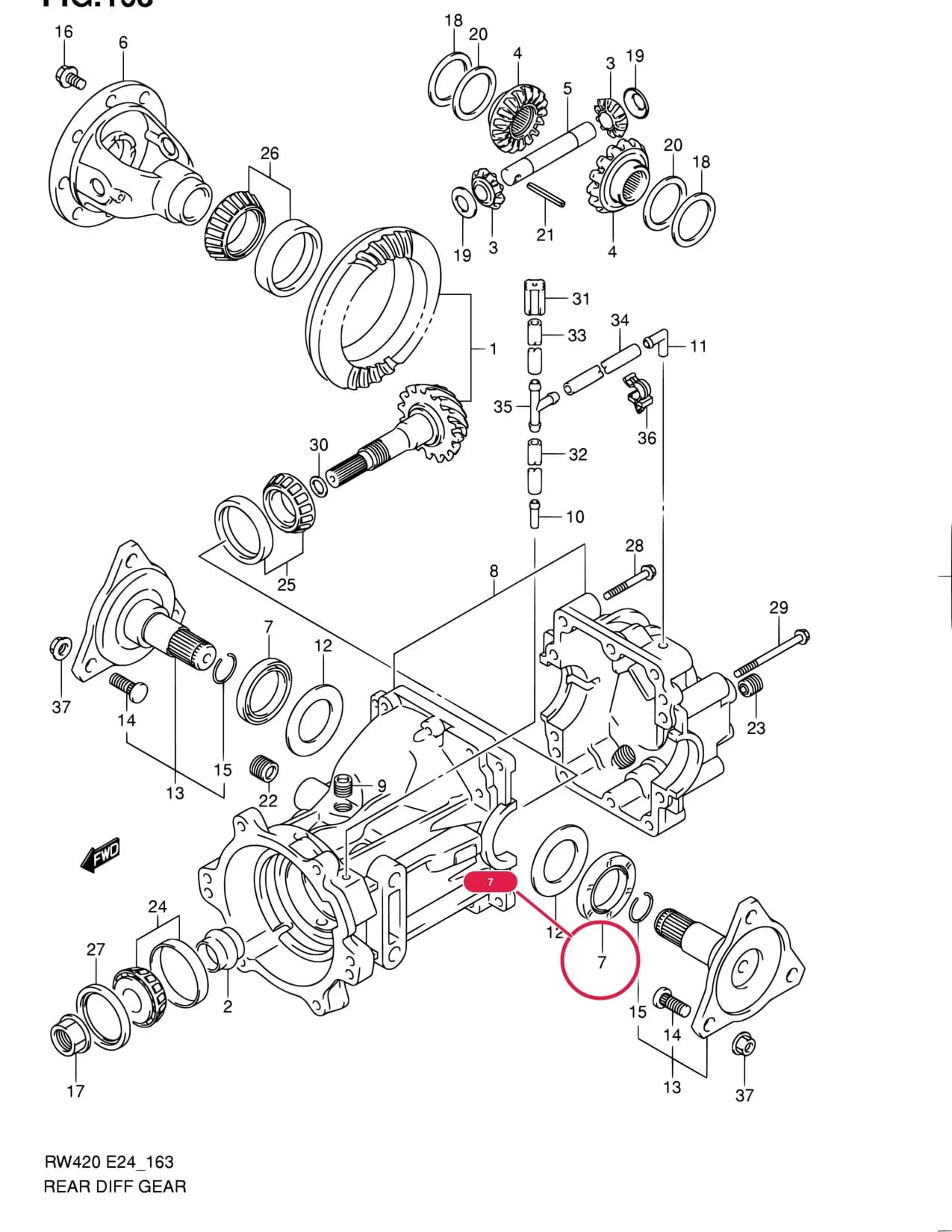 RW415 — Transmission › 163 - REAR DIFF GEAR (4WD)
