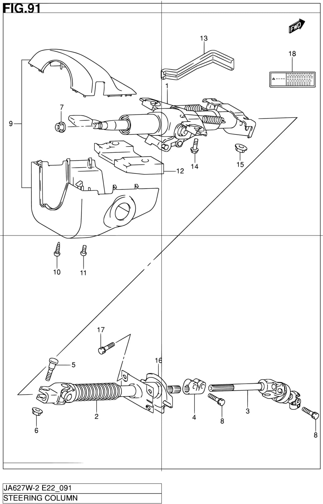 JA627W-2 (E02,E06,E10,E11,E21,E22,E24,E37,E38,E43,E50,E54) — Steering › 91 - STEERING COLUMN