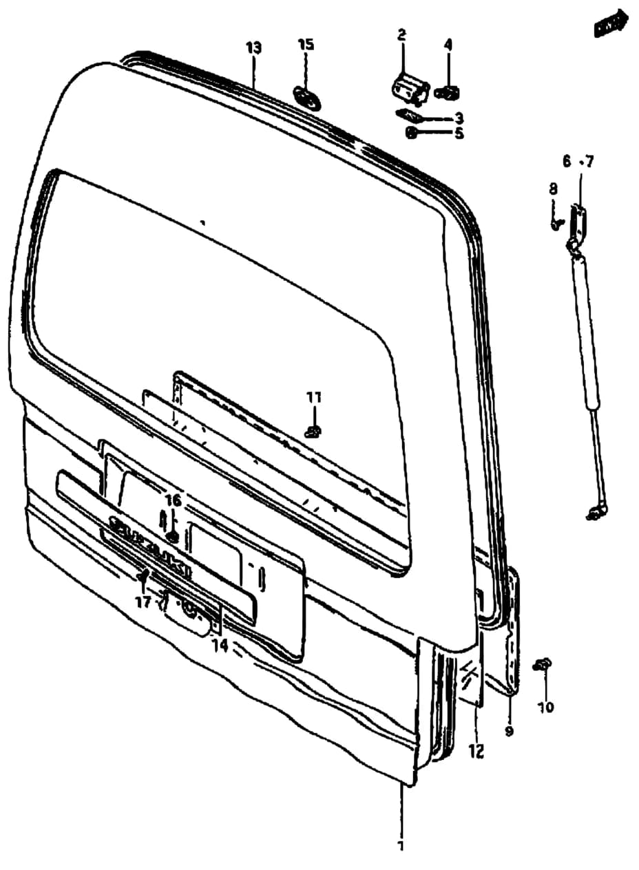 SK410-4 — Body › 123 - BACK DOOR PANEL (V)
