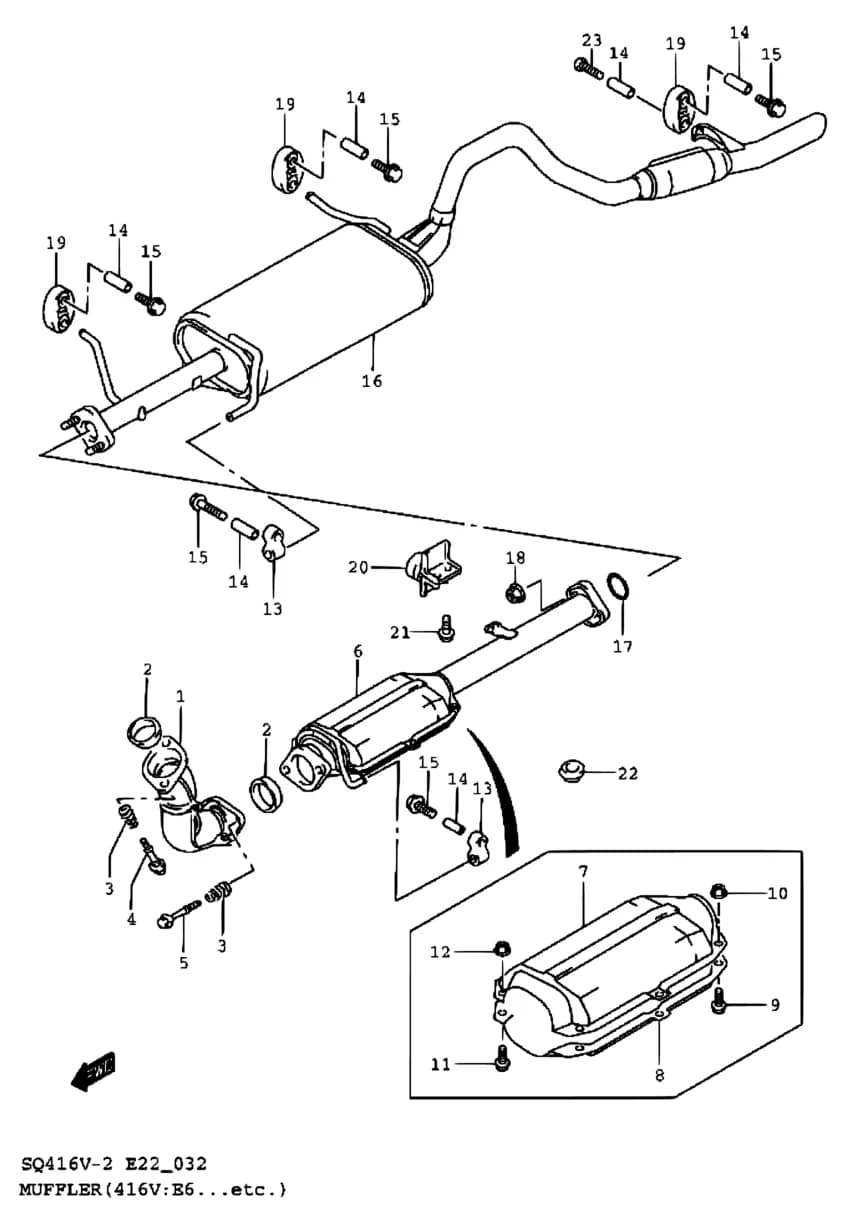 SQ416V-2 — Exhaust › 32 - MUFFLER (SQ416:E06,E10,E11,E21,E24,E37,E50)