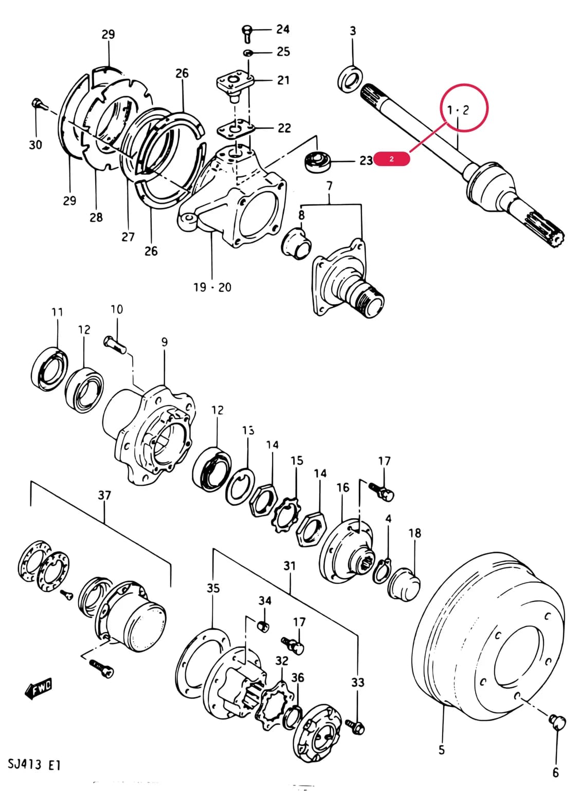 SJ413 (E01) — Suspension › 72 - FRONT AXLE