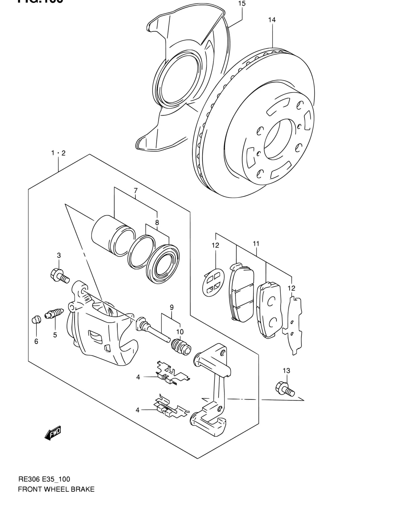 RE306 — Brake › 100 - FRONT WHEEL BRAKE