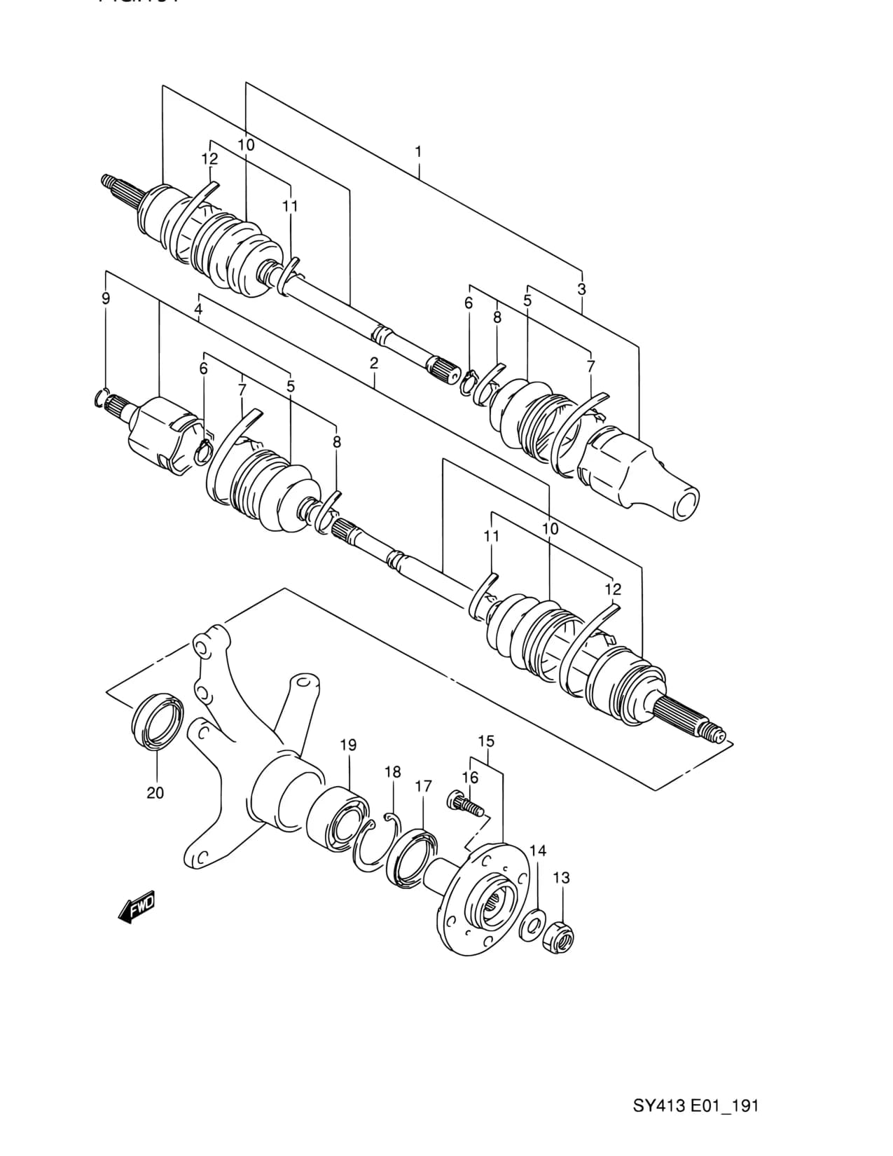 SY418 (E01) — Suspension › 191 - FRONT AXLE (SY418:AT)
