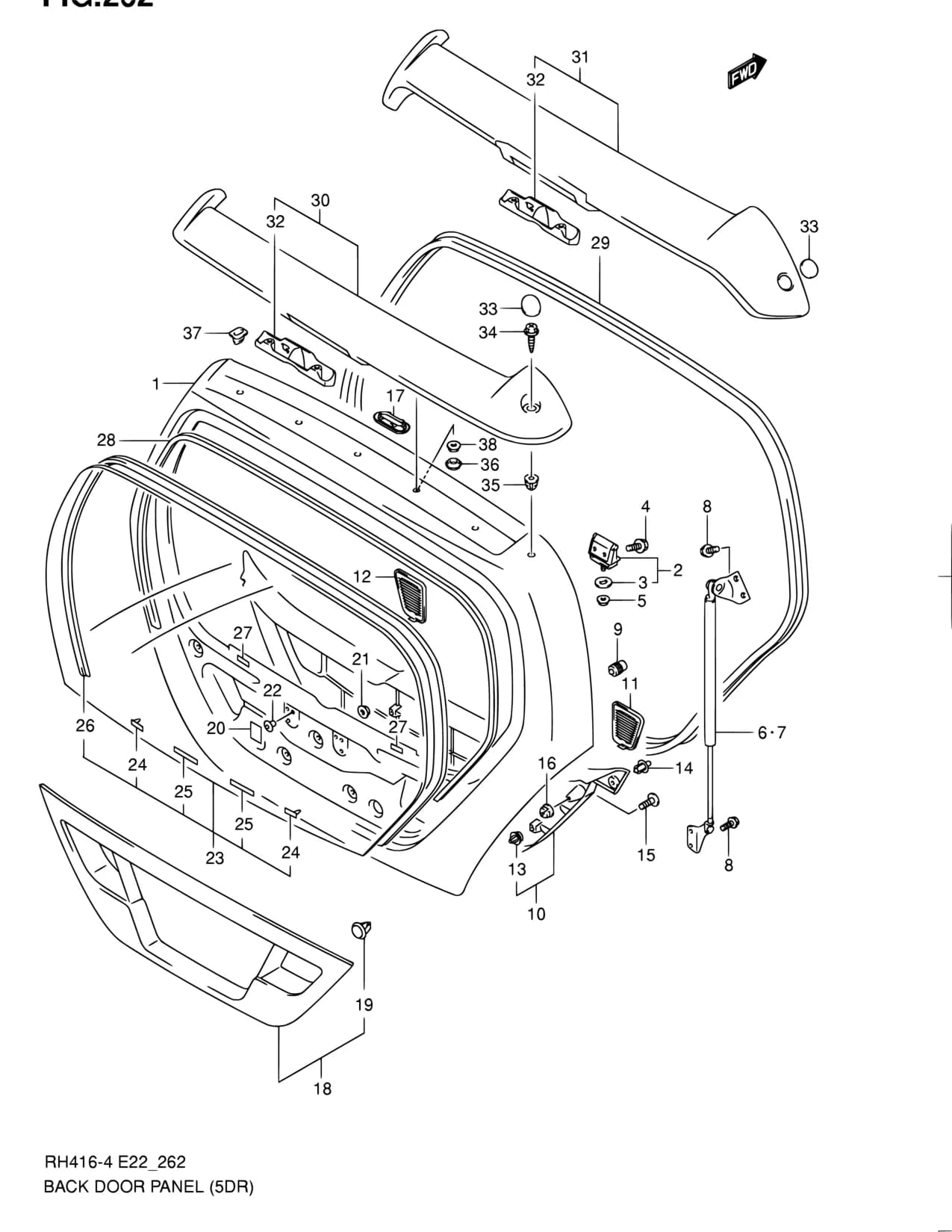 RH414D-4 — Body › 262 - BACK DOOR PANEL (5DR)
