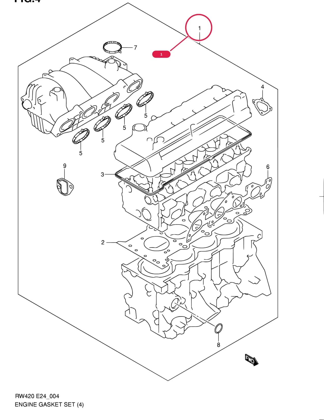 RW415 — Engine › 4 - ENGINE GASKET SET (J20A)