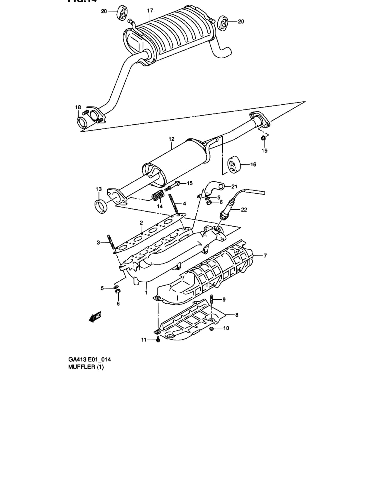 T,V:E43:JS4DA32T 24130001~ JS3DA32V 24130001~ — GA413 — Exhaust › 14 - MUFFLER
