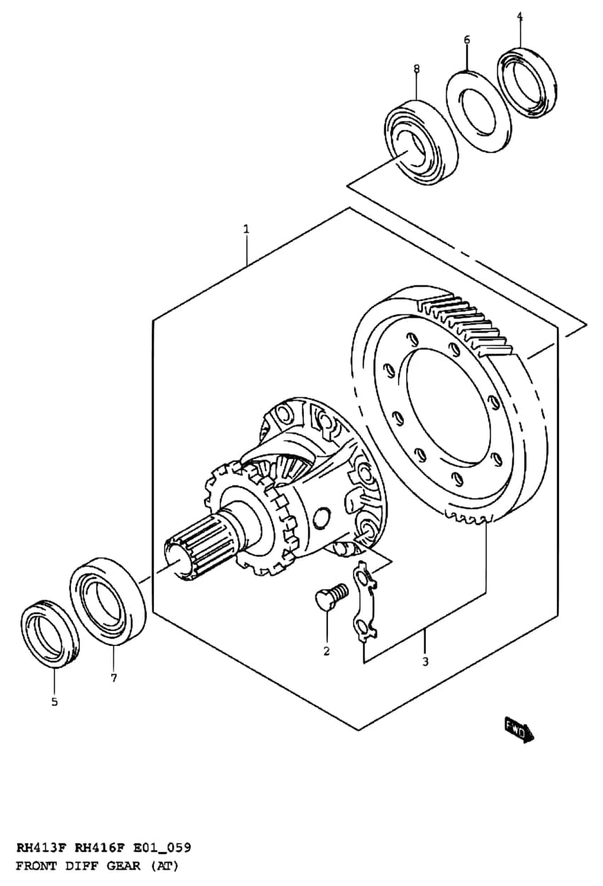 RH413F — Transmission › 59 - FRONT DIFF GEAR (AT)