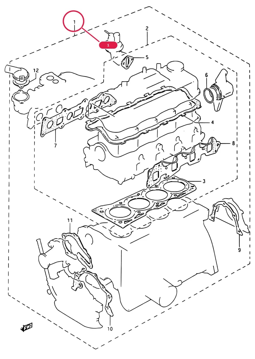 SJ413 (Santana) (E01) — Engine › 1 - CARB. ENG. GASK. S.