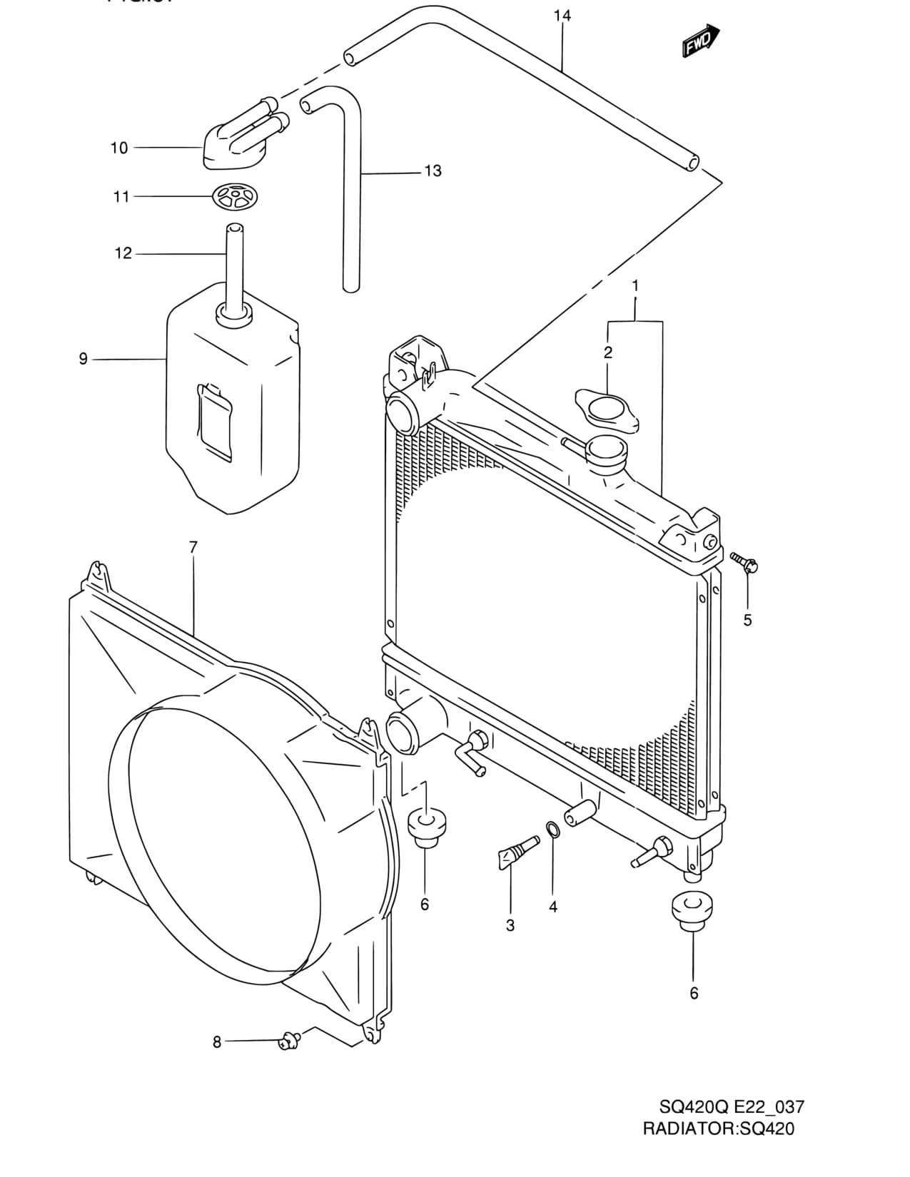 SQ420Q (MY:99-00,CAMI) — Cooling › 37 - RADIATOR (SQ420Q)