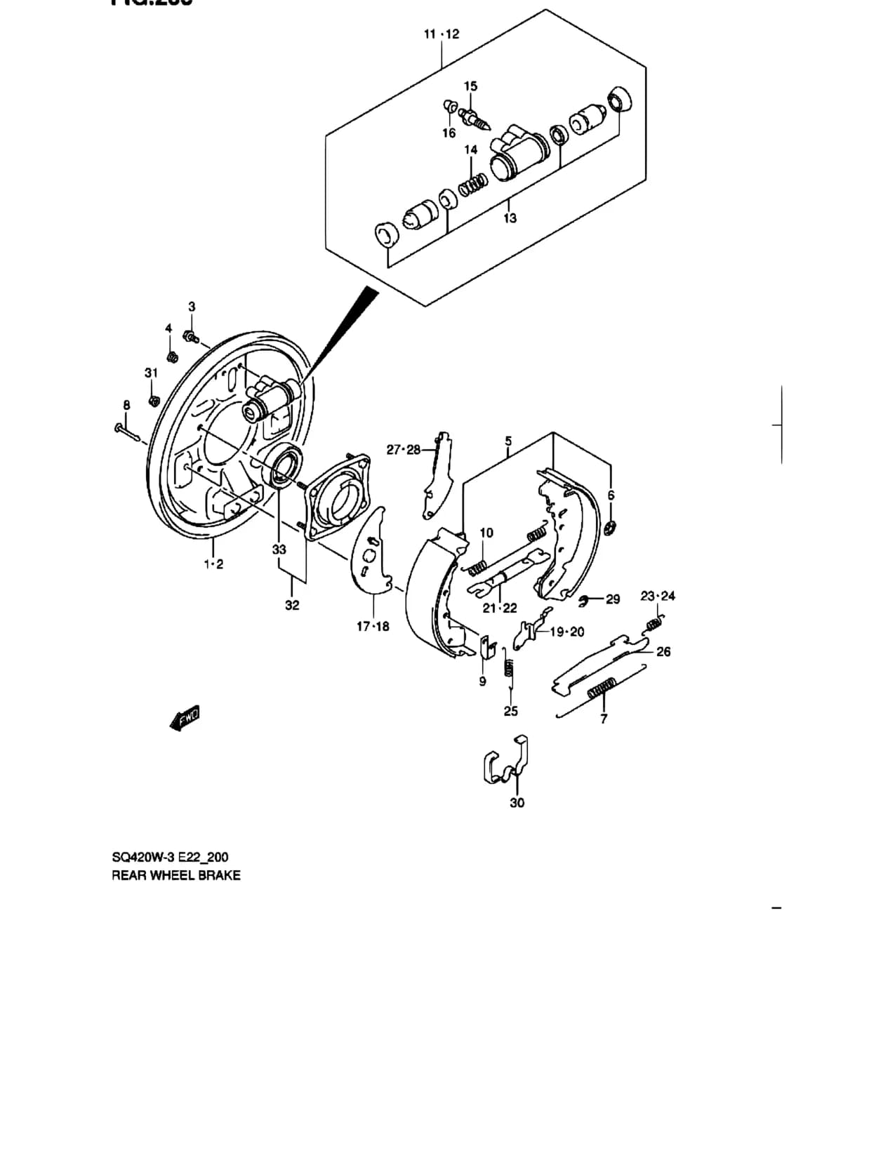 SQ420W-3 — Brake › 200 - REAR WHEEL BRAKE