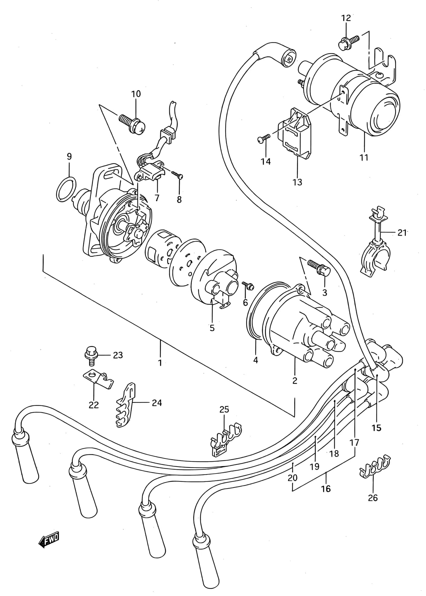 SH410 (Maruti) (E01,E02,E18,E19,E22,E24) — Engine Electrical › 38 - DISTRIBUTOR (E02,E18,E19,E22,E24)