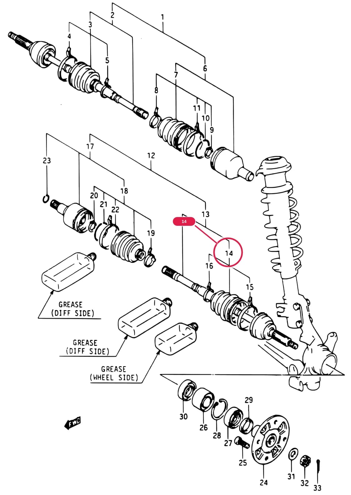 SA413-3 — Suspension › 122 - FRONT DRIVE AXLE (MT)