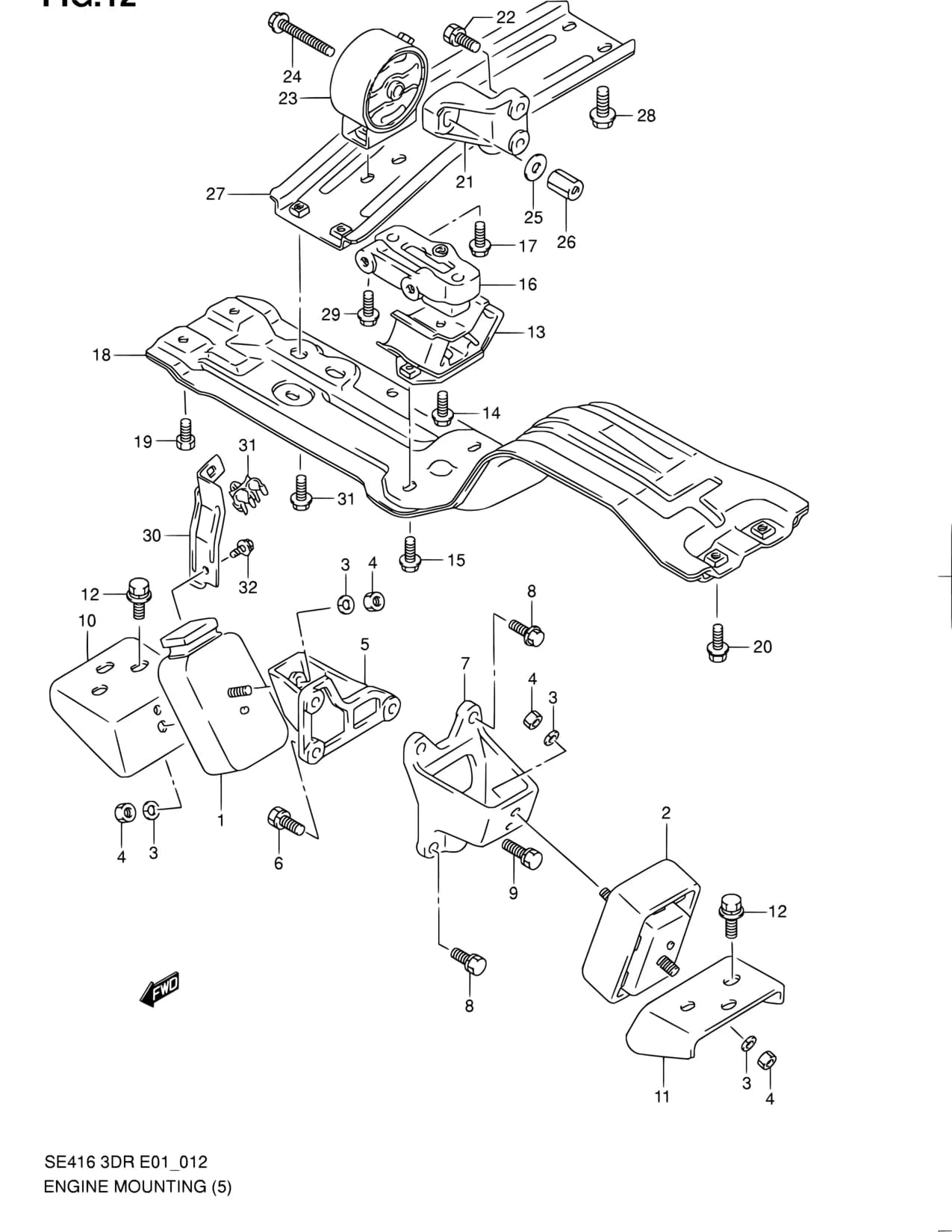 SE416 (3DR) — Engine › 12 - ENGINE MOUNTING (4 VALVE:AT)