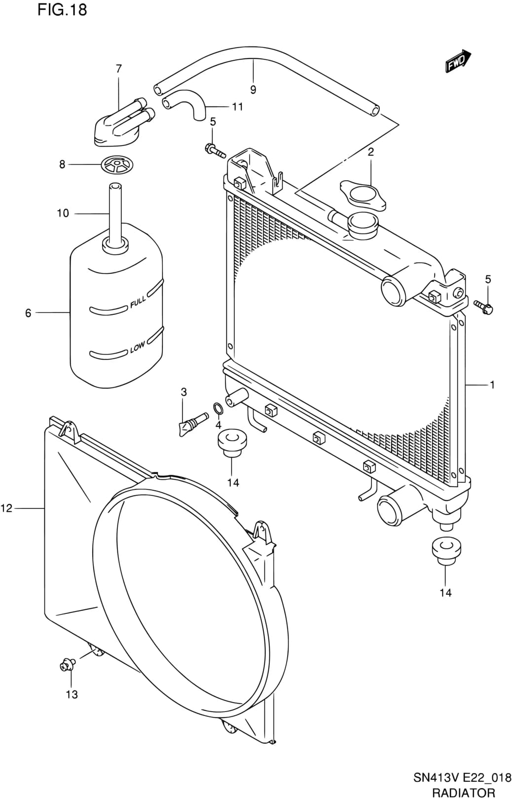SN413V — Cooling › 18 - RADIATOR