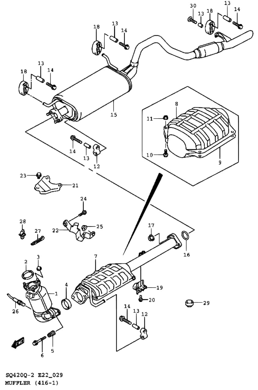 SQ416Q (MY:01-04,CAMI) — Exhaust › 29 - MUFFLER (SQ416Q:E02,E22,E54)