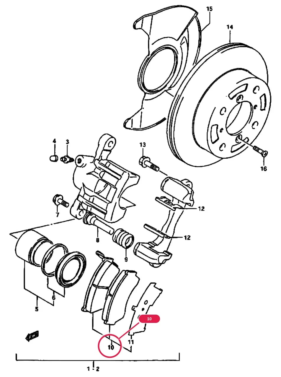 SF413 (E33:MY 1991) — Brake › 153 - FRONT BRAKE CALIPER (GA, GL, GLX, GS)