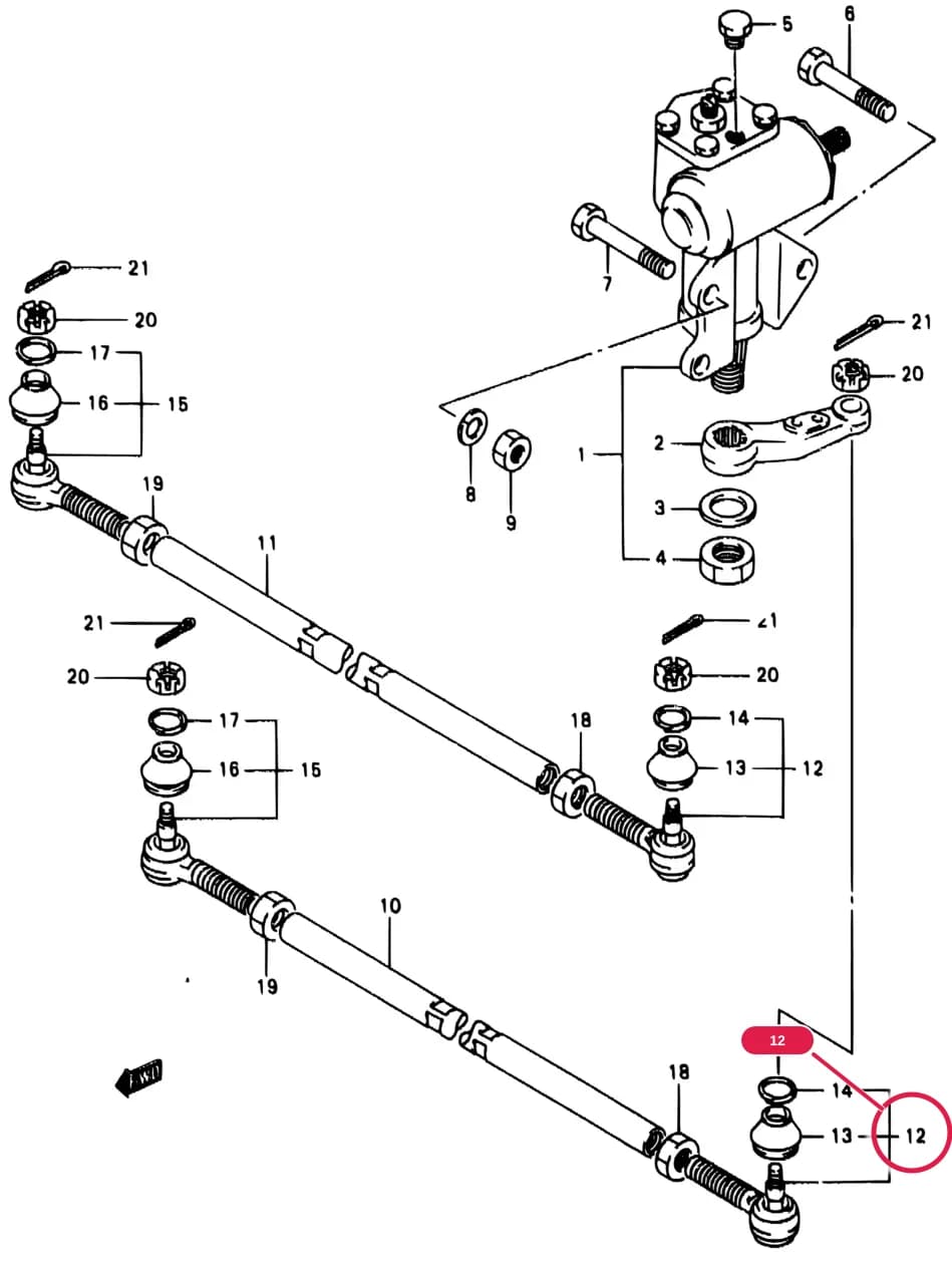 Q,V:LEFT THREAD — SJ413-9 — Steering › 74 - STEERING LINK (LHD)
