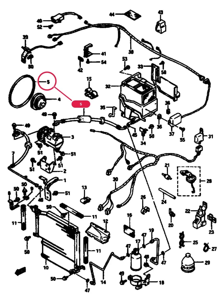 3DR,5DR:H<-<--27.5" — SB308 (E01) — Air Conditioning › 139 - AIR CONDITIONER (OPT:RHD/SUZUKI)