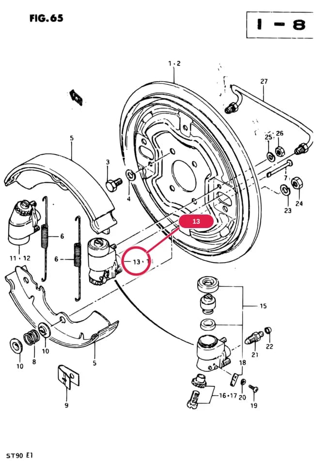 ST90 — Brake › 65 - FRONT WHEEL BRAKE
