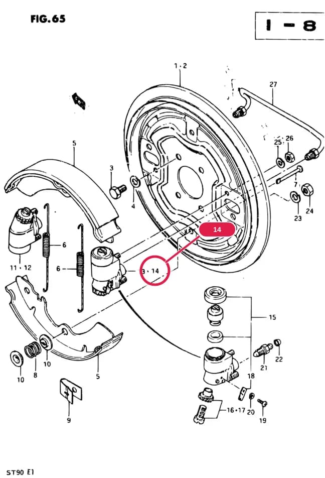 ST90 — Brake › 65 - FRONT WHEEL BRAKE