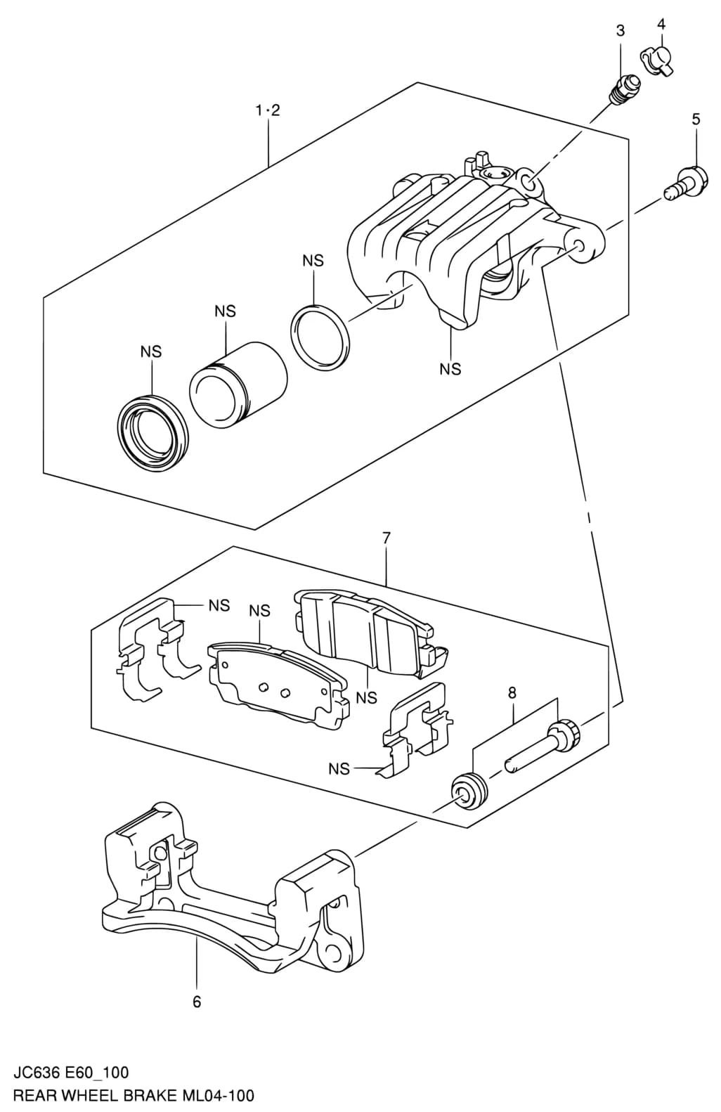 JC636 (E10,E49,E60,E62,E63,E71:MY 2007) — Brake › 100 - REAR WHEEL BRAKE
