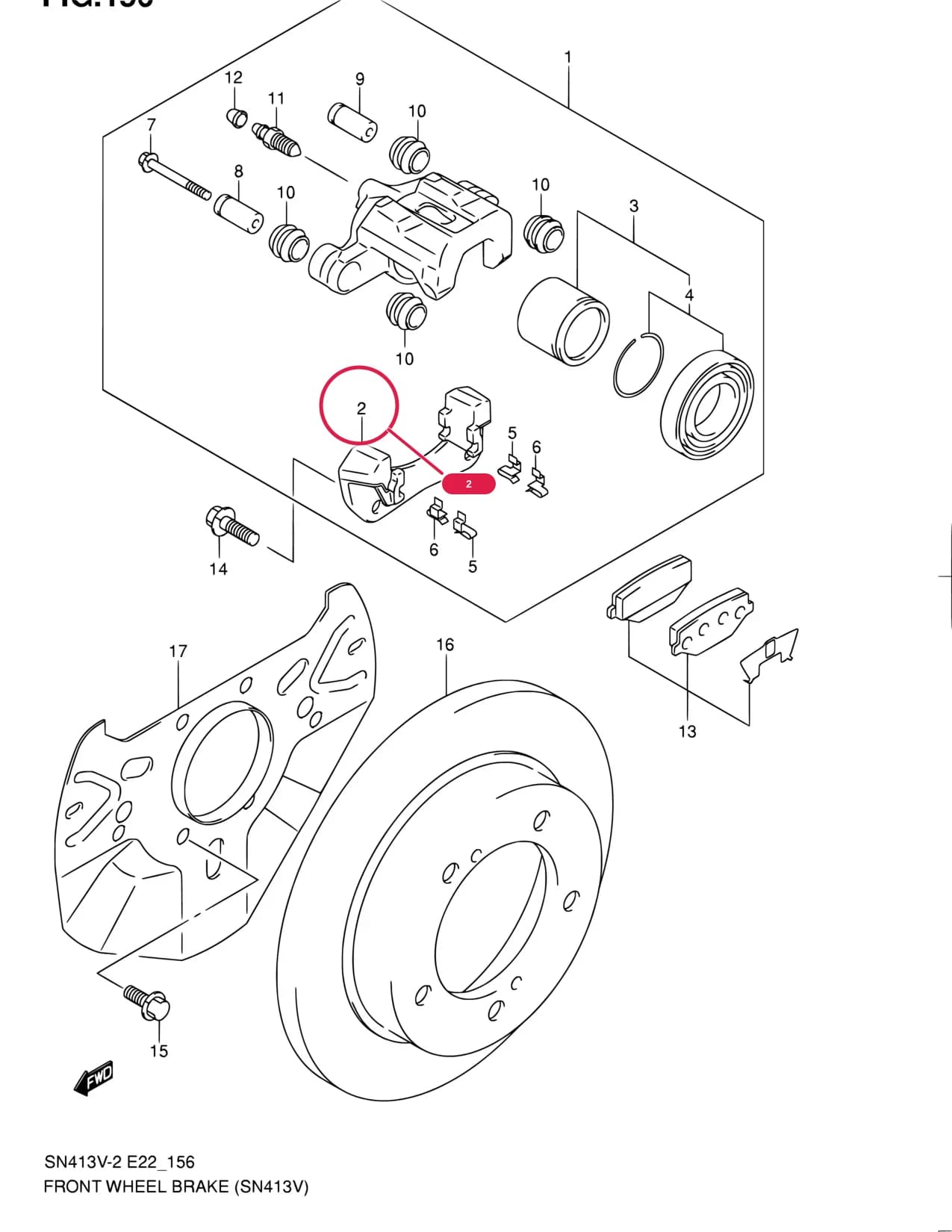 SN413V-3 — Brake › 156 - FRONT WHEEL BRAKE (SN413V)