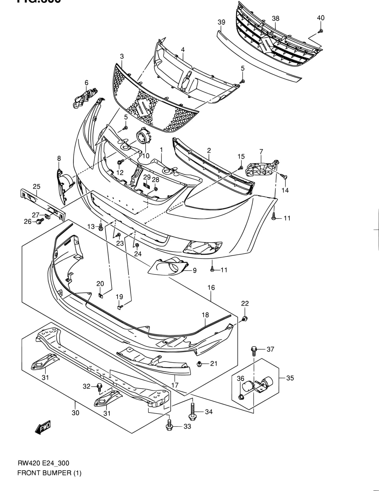 RW415 — Body › 300 - FRONT BUMPER (TYPE 1,3:4DR)