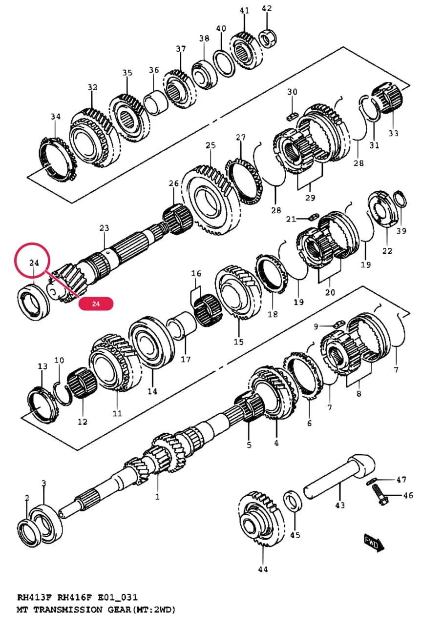 RH413F — Transmission › 31 - MT TRANSMISSION GEAR (MT:2WD)
