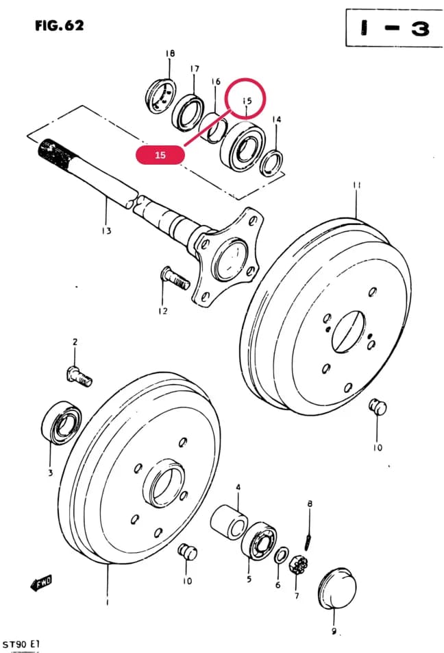ST90 — Suspension › 62 - BRAKE DRUM - AXLE SHAFT